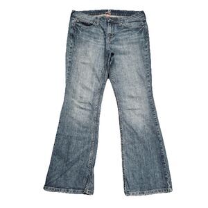 Y2K Bootcut Jeans 10 (34x30.5) Blue Denim Distress Casual Womens